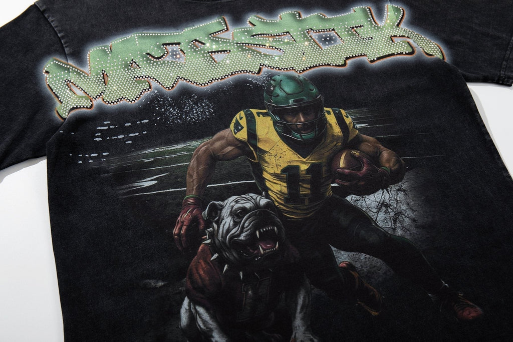 MAJESTIK Football Dog Graphic Short-Sleeve T-Shirt