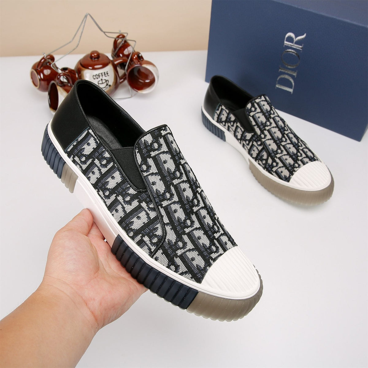 Dior Patterned Slip-On Sneakers